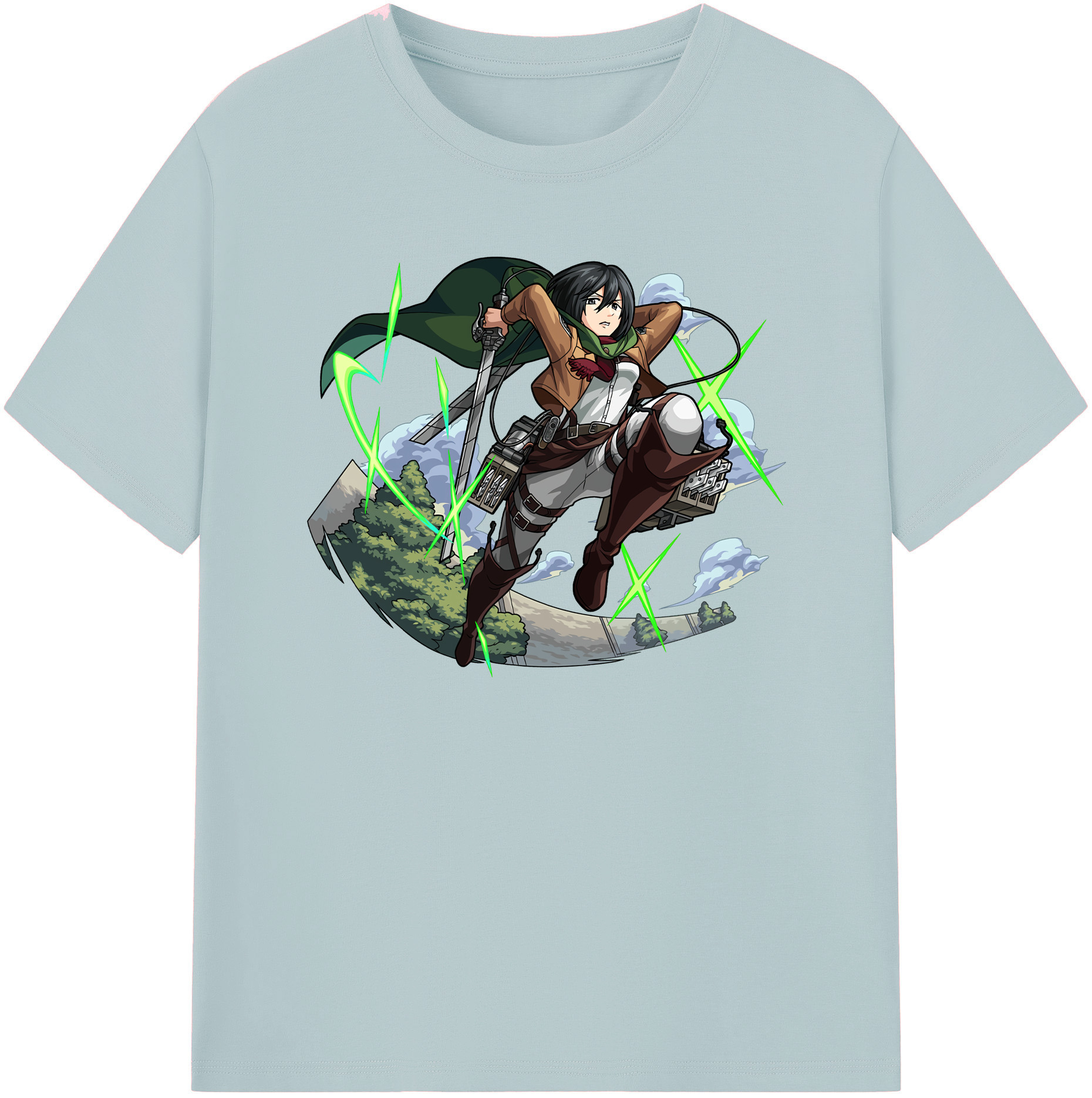 （画像用） 進撃の巨人 ミカサ·アッカーマン Attack on Titan Mikasa Ackerman 綿100％半袖Tシャツ（フロントプリント）